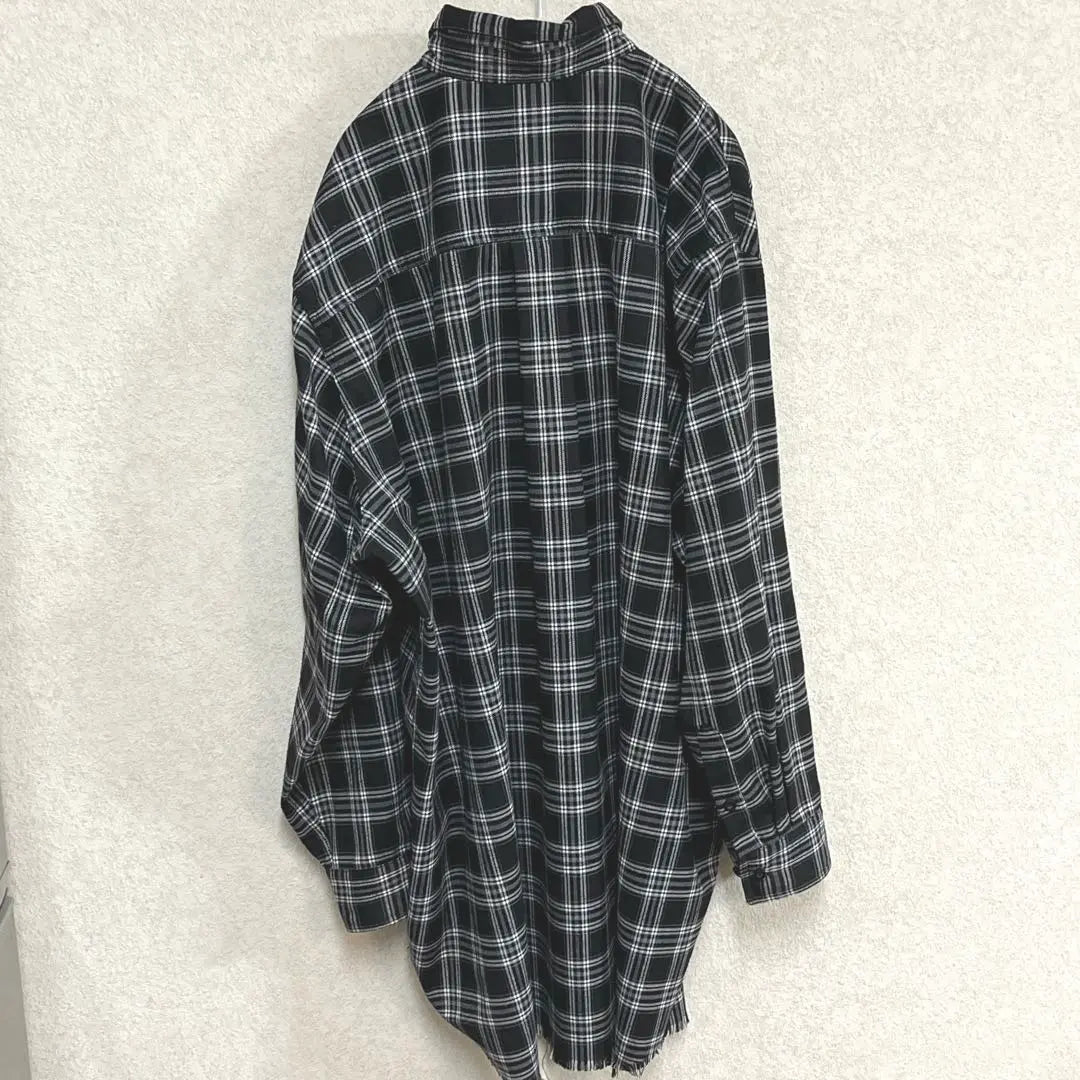 SLEEPINGTABLET Black and white check pattern overwide shirt