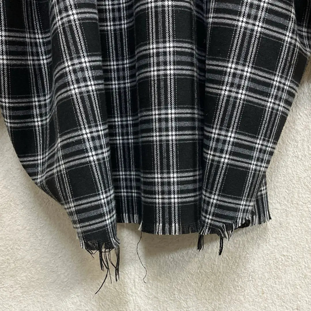 SLEEPINGTABLET Black and white check pattern overwide shirt