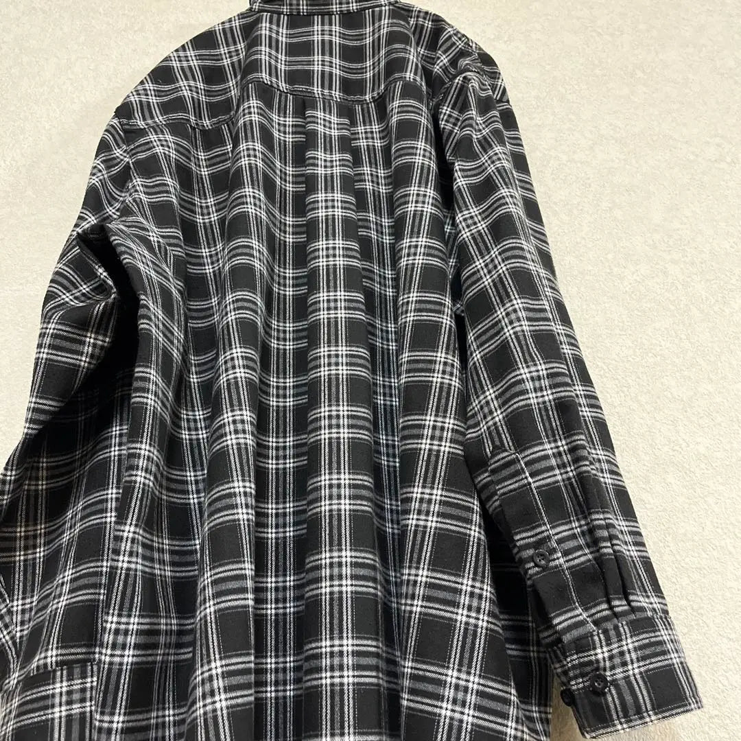 SLEEPINGTABLET Black and white check pattern overwide shirt