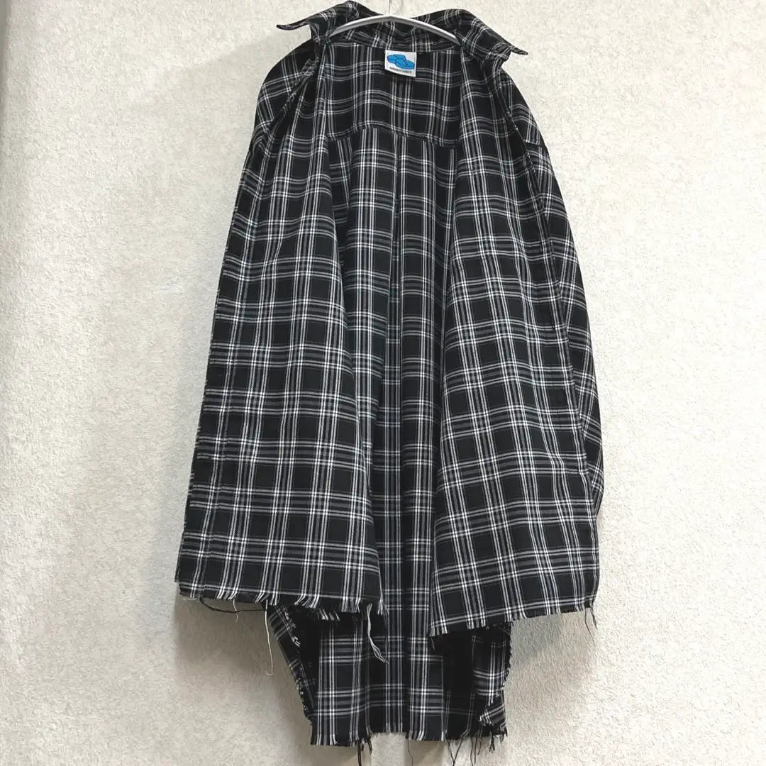 SLEEPINGTABLET Black and white check pattern overwide shirt