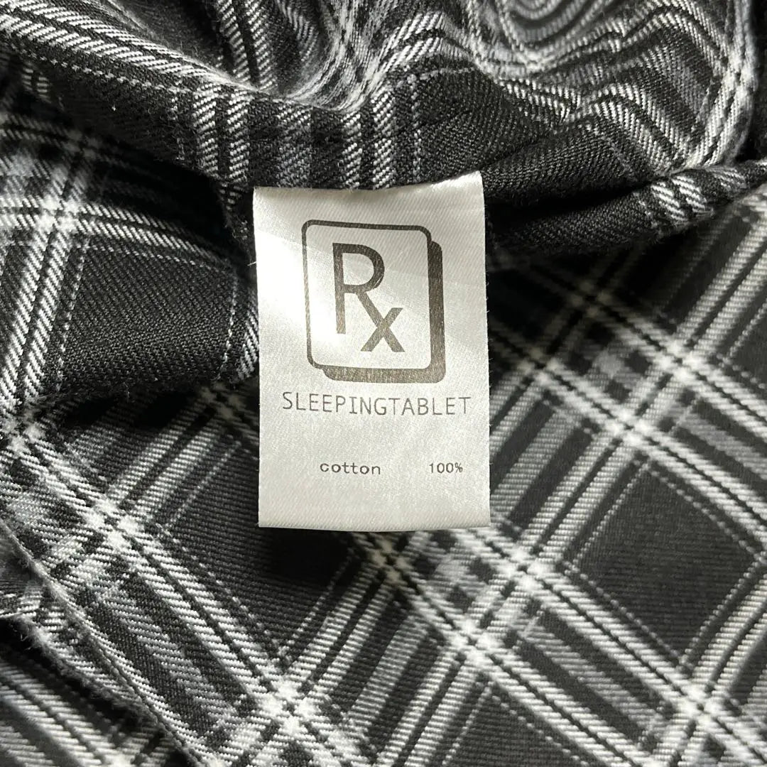 SLEEPINGTABLET Black and white check pattern overwide shirt