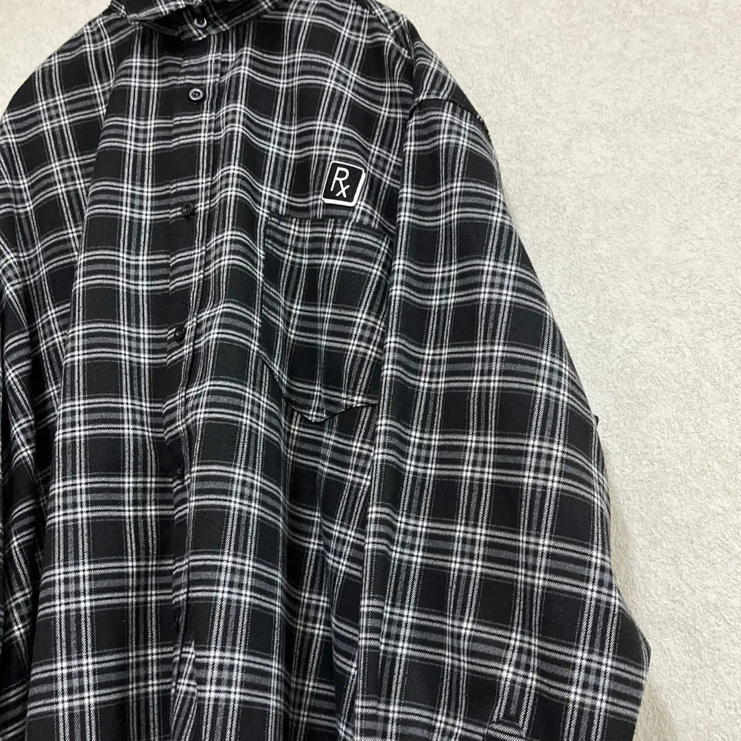 SLEEPINGTABLET Black and white check pattern overwide shirt