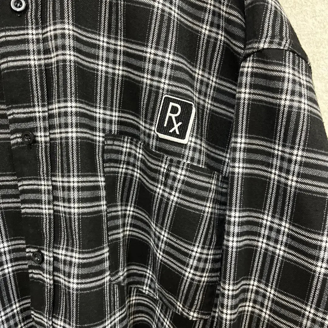 SLEEPINGTABLET Black and white check pattern overwide shirt