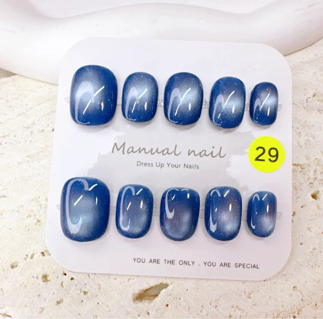 Magnet Actual Nail Tip Fake Nail Mass Production Princess Nail Glass Nail Blue Nuance