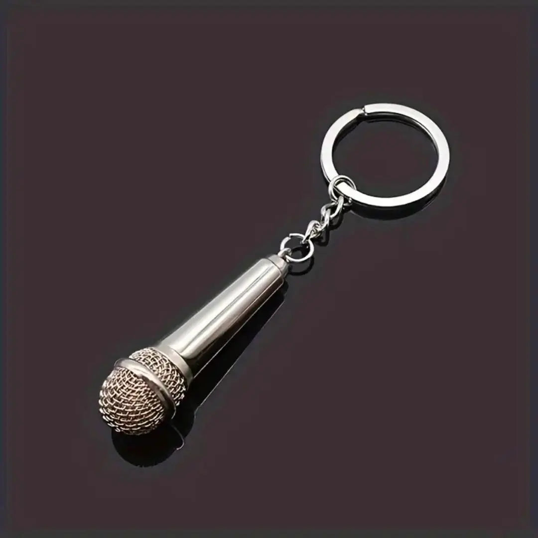 Microphone key ring Silver Favorite activity Favorite microphone Microphone key chain idol