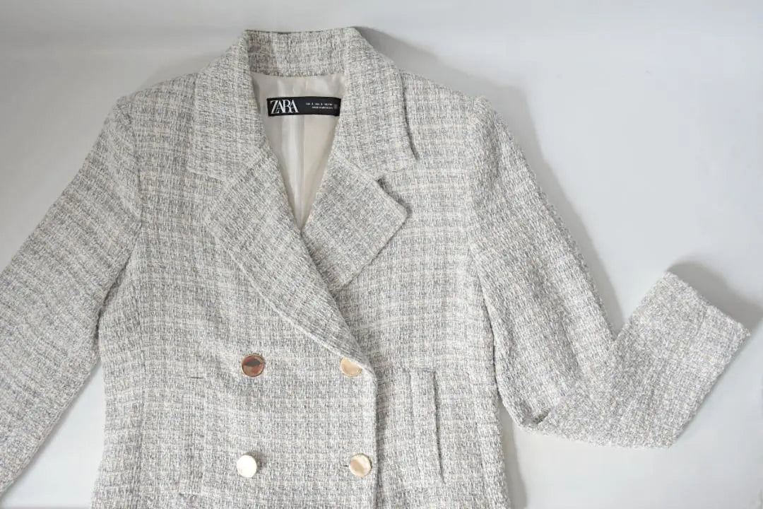 ZARA: Blazer/Chaqueta de tweed doble de algodón/Zara/Talla S