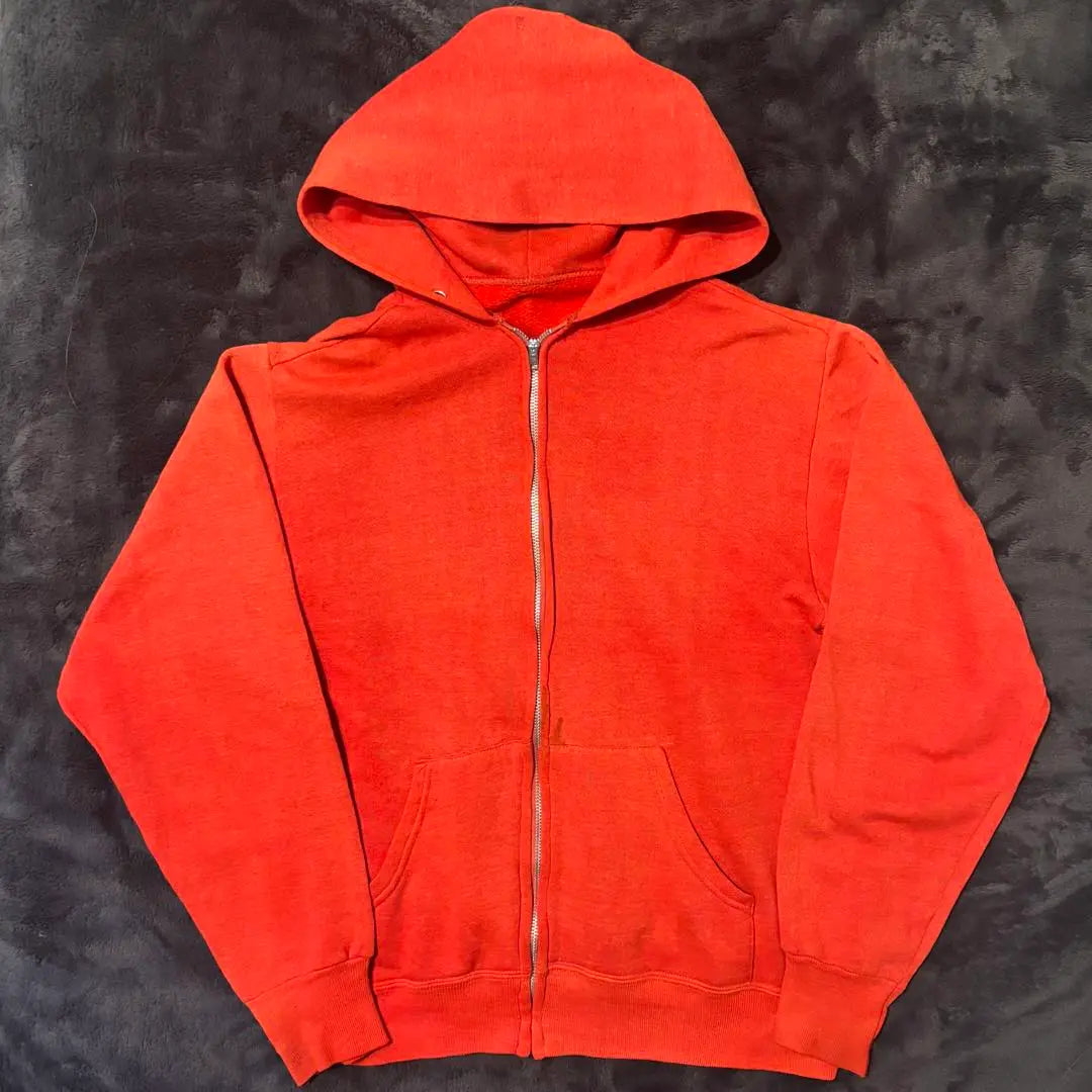 60s 70s vintage zip hoodie red sunfade