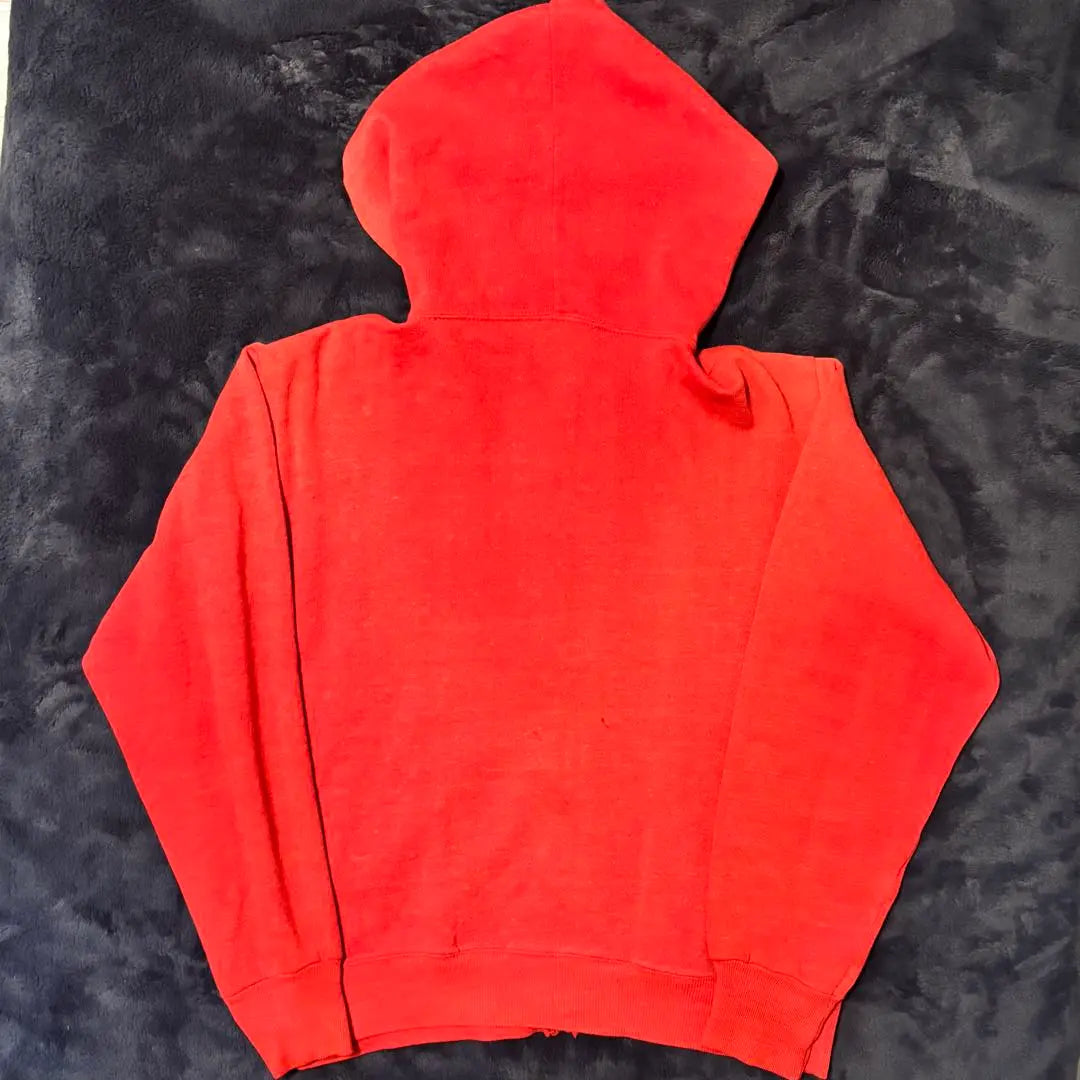 60s 70s vintage zip hoodie red sunfade