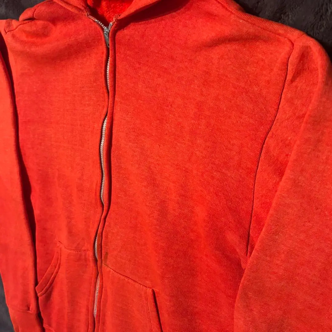 60s 70s vintage zip hoodie red sunfade