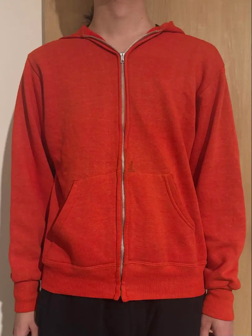 60s 70s vintage zip hoodie red sunfade