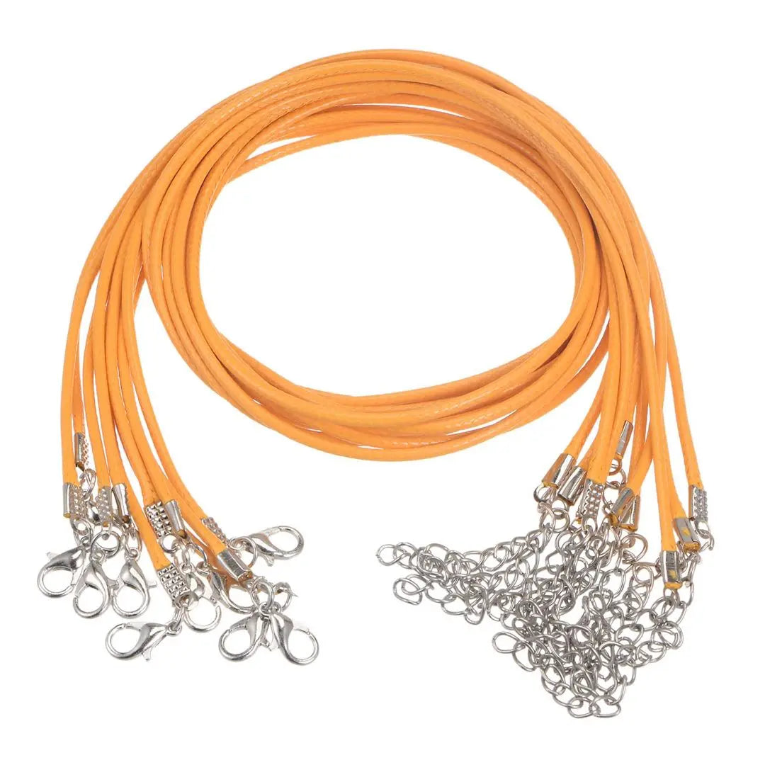 Wax Necklace String with Clasp 43cm Orange 10pcs