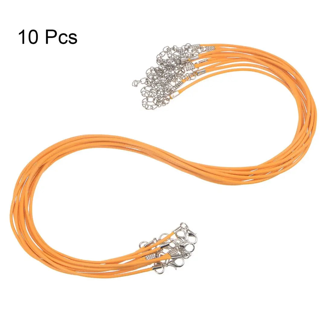 Wax Necklace String with Clasp 43cm Orange 10pcs