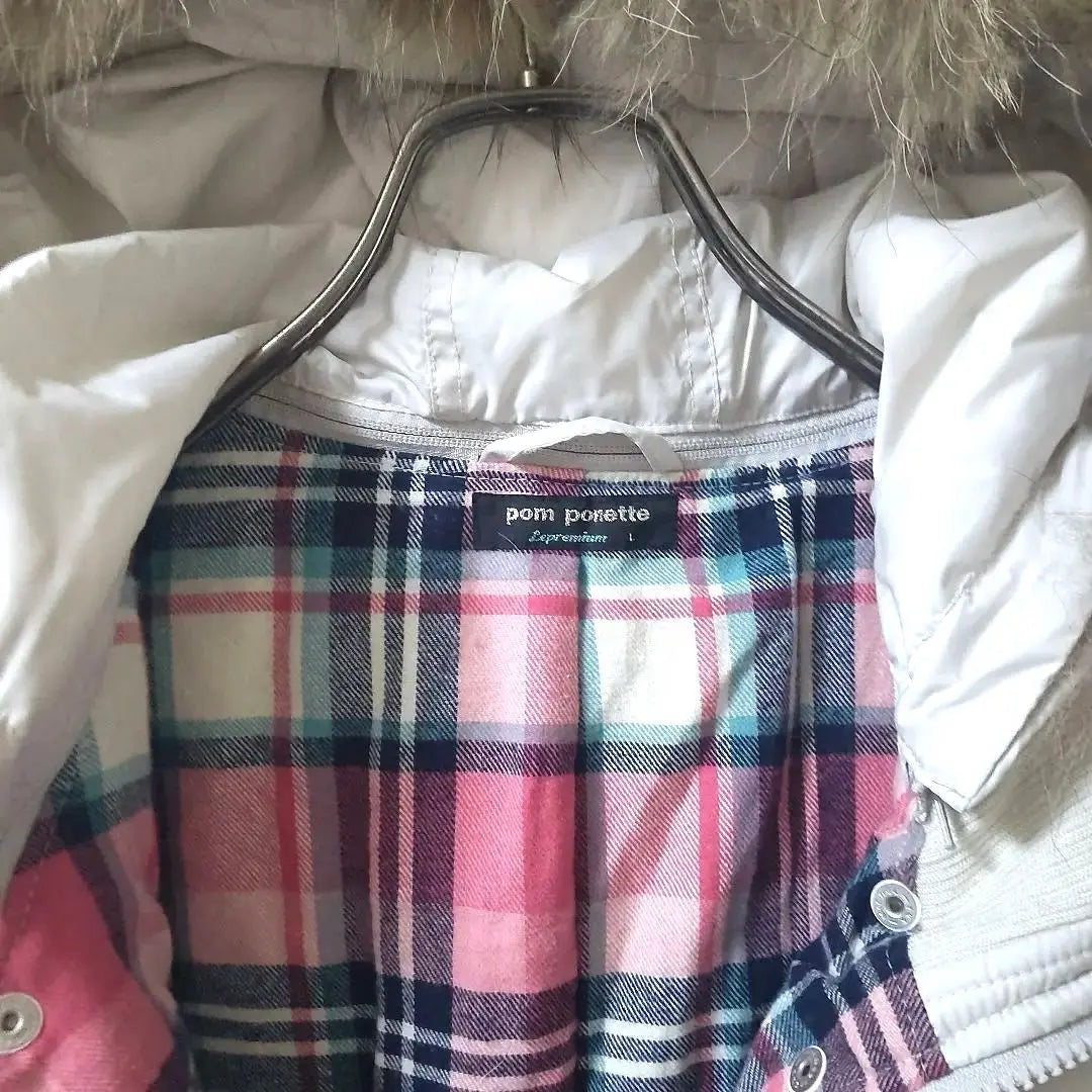 Nueva chaqueta de plumón con pompones de 3 vías [L] Piel