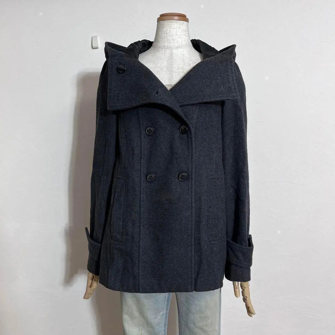 ❤️Popular Zara Basic Gray Hooded Double Button P Coat Jacket S