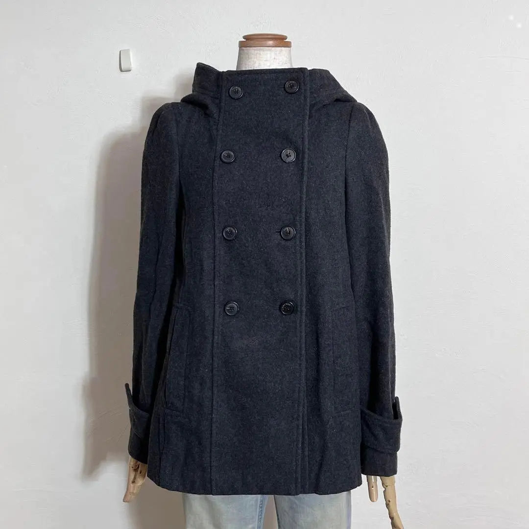 ❤️Popular Zara Basic Gray Hooded Double Button P Coat Jacket S