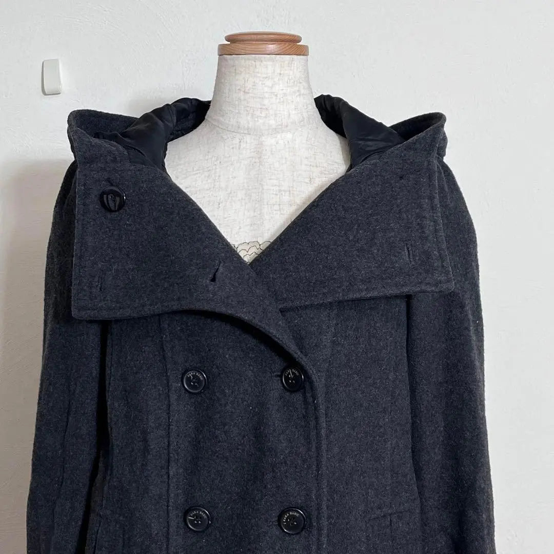 ❤️Popular Zara Basic Gray Hooded Double Button P Coat Jacket S