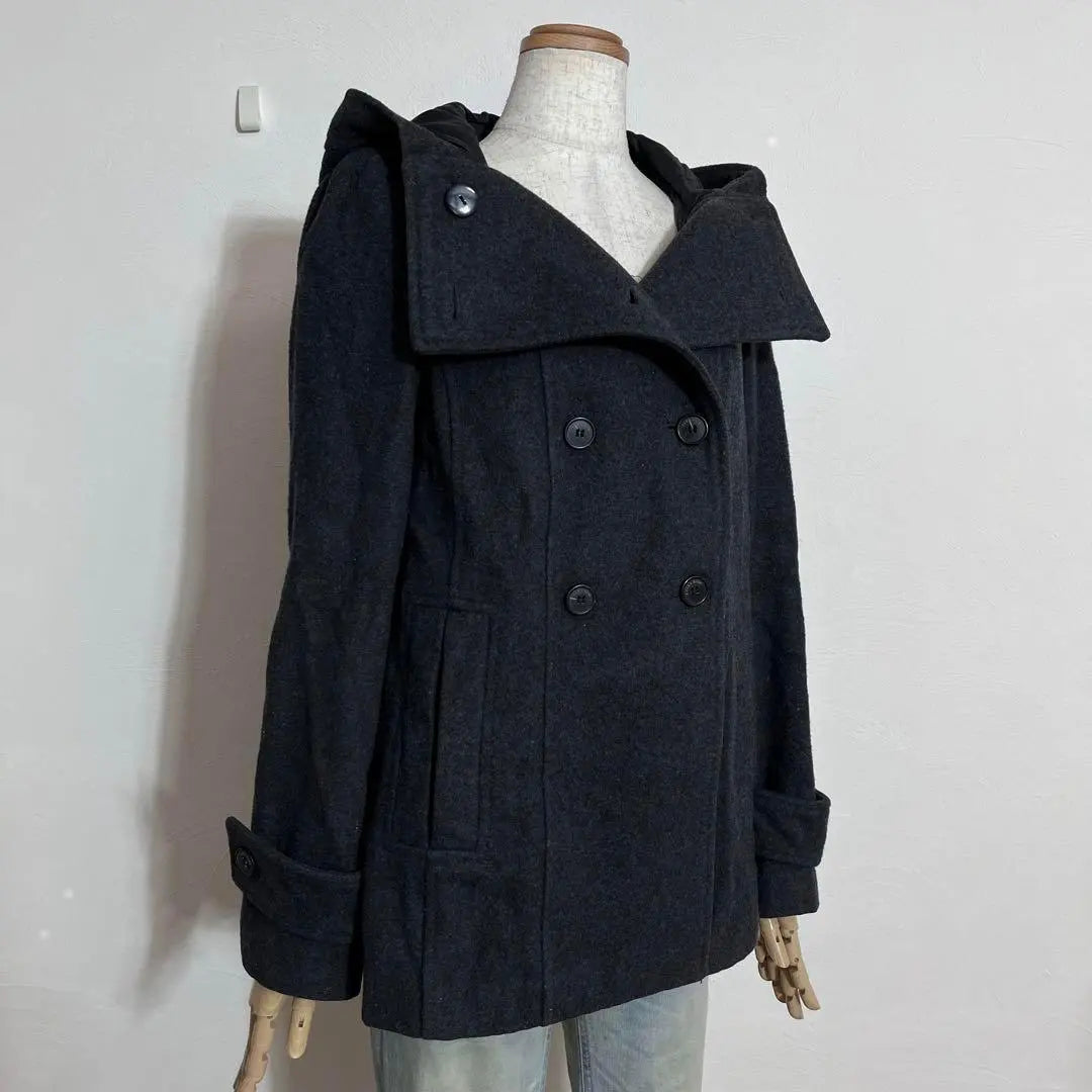 ❤️Popular Zara Basic Gray Hooded Double Button P Coat Jacket S