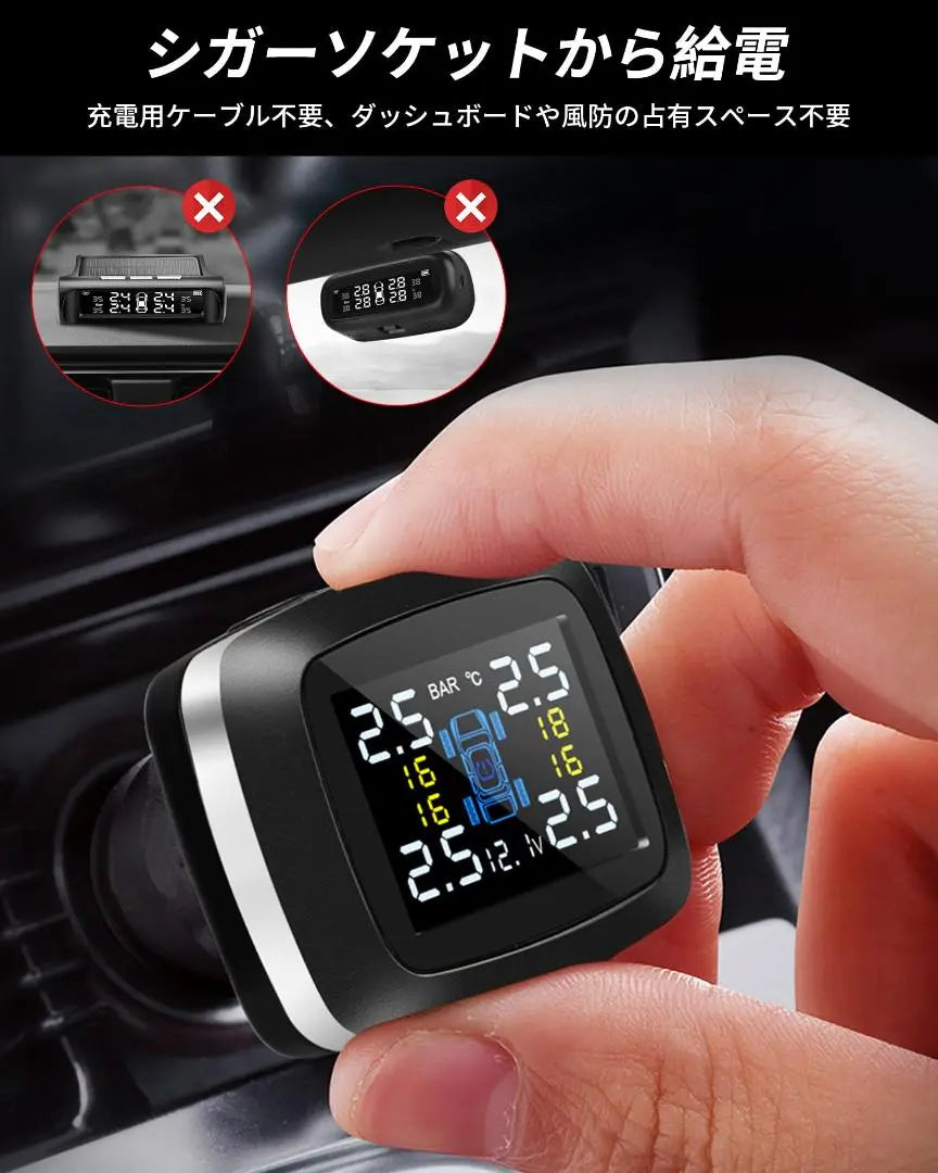 Wireless real-time tire pressure and temperature monitoring system for cars