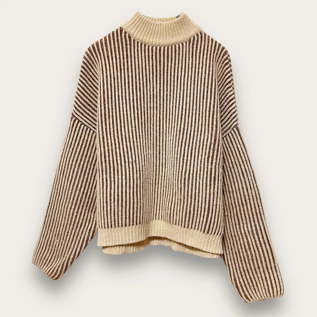 [SELECT MOCA] Long sleeve high neck knit sweater striped (F) Autumn/Winter