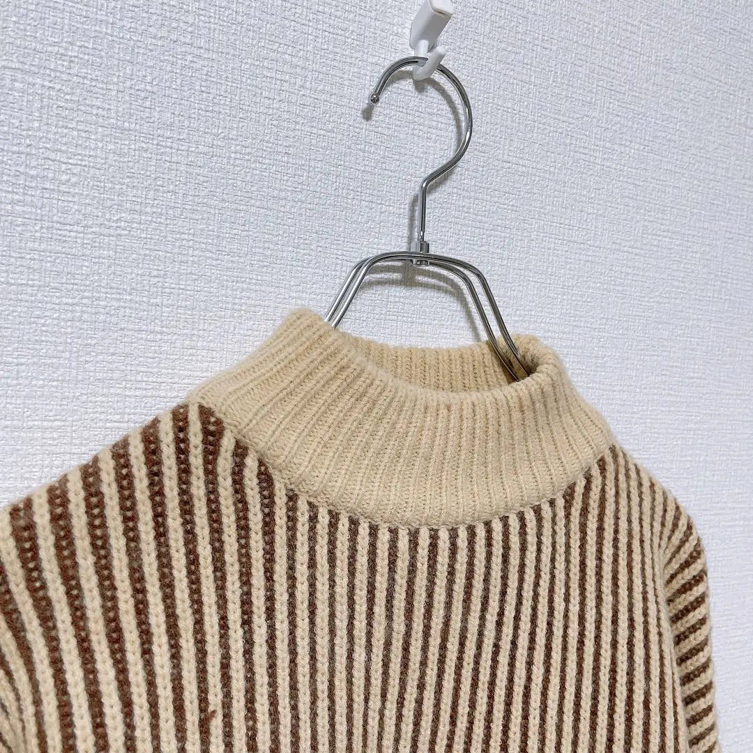 [SELECT MOCA] Long sleeve high neck knit sweater striped (F) Autumn/Winter