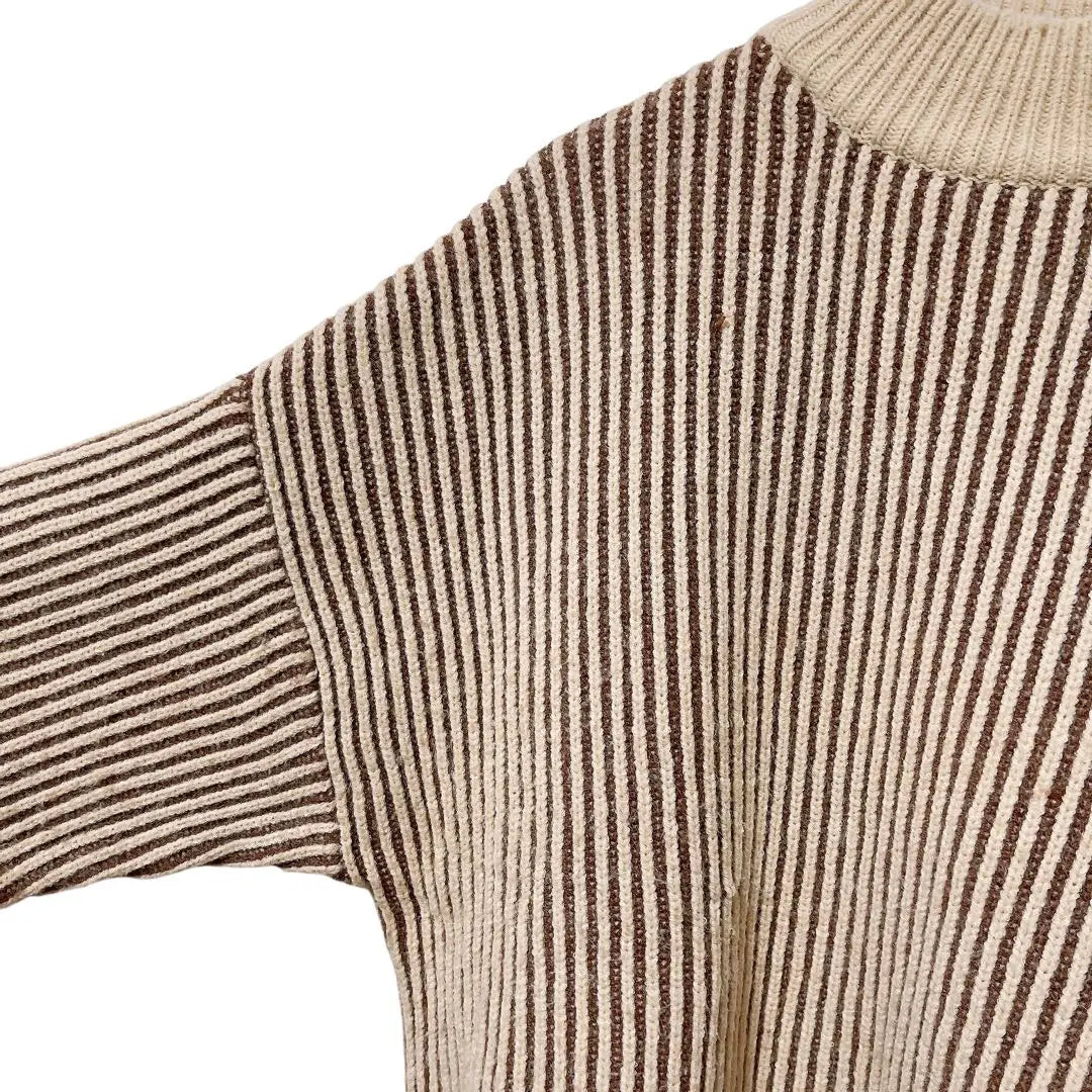 [SELECT MOCA] Long sleeve high neck knit sweater striped (F) Autumn/Winter