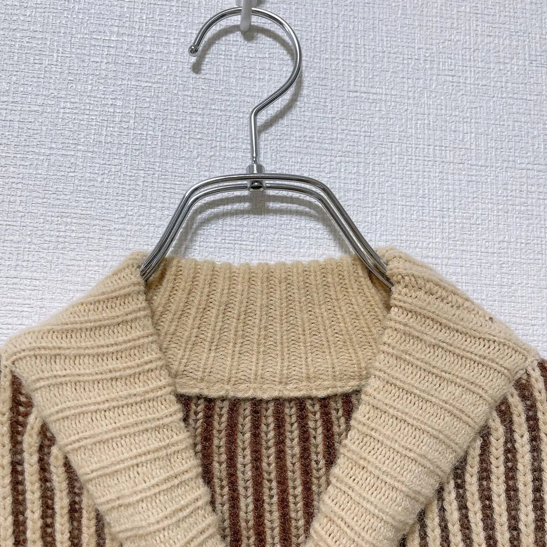 [SELECT MOCA] Long sleeve high neck knit sweater striped (F) Autumn/Winter