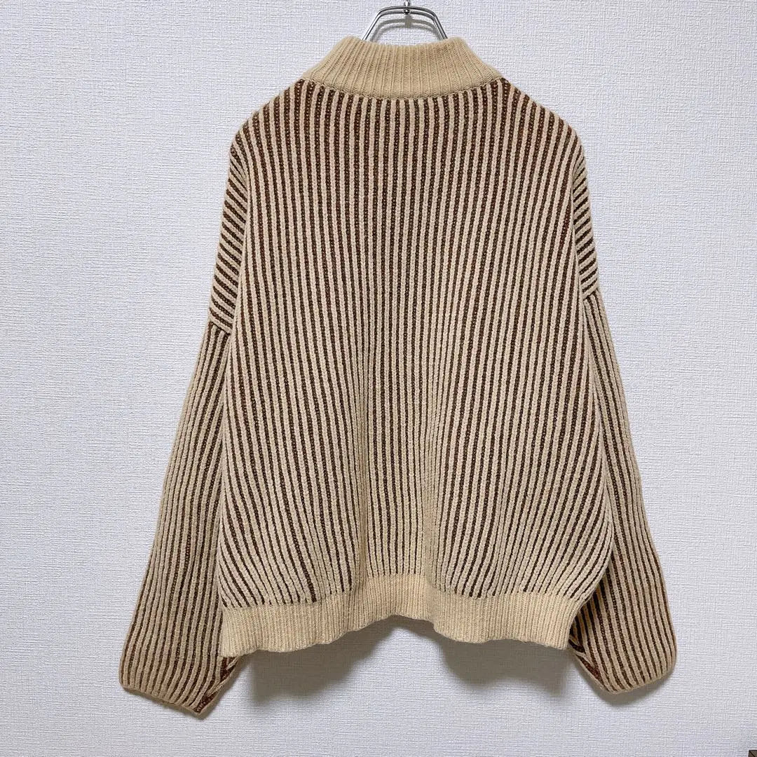 [SELECT MOCA] Long sleeve high neck knit sweater striped (F) Autumn/Winter