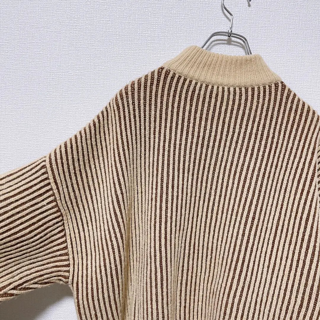 [SELECT MOCA] Long sleeve high neck knit sweater striped (F) Autumn/Winter