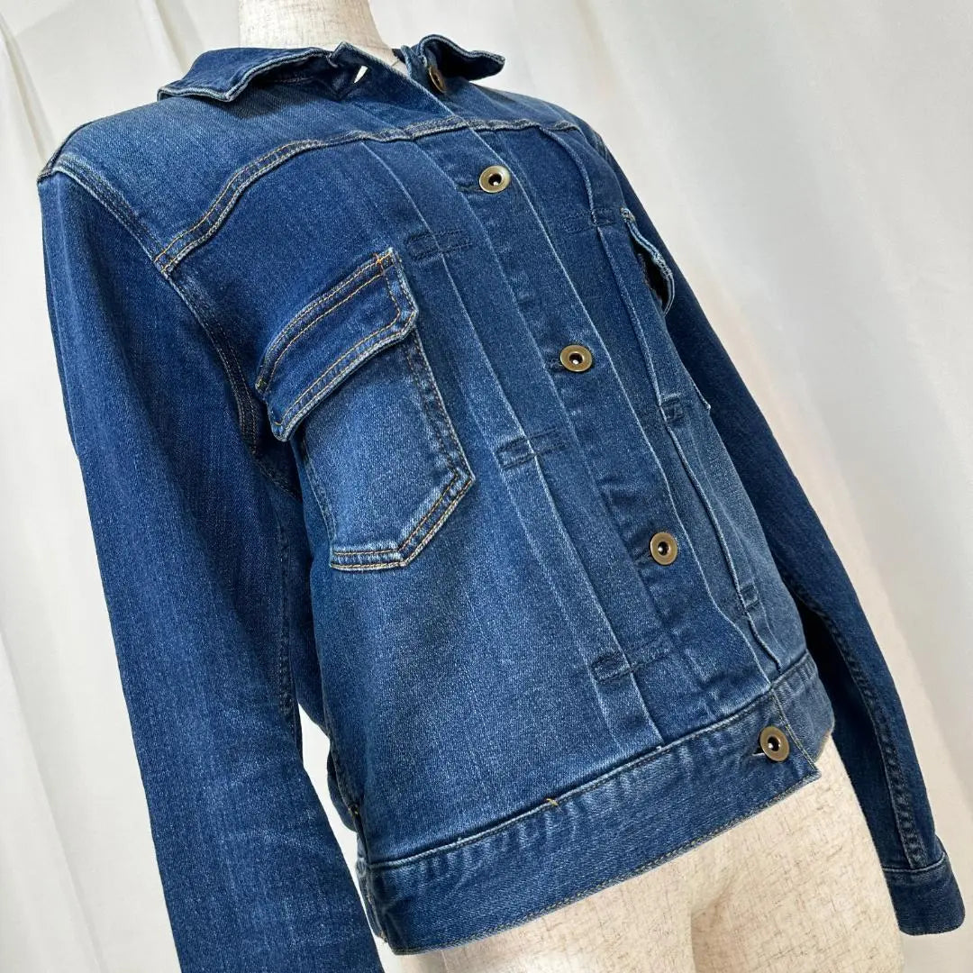 Maison de Beige Beautiful Silhouette Indigo Blue Long Sleeve Denim Jacket L