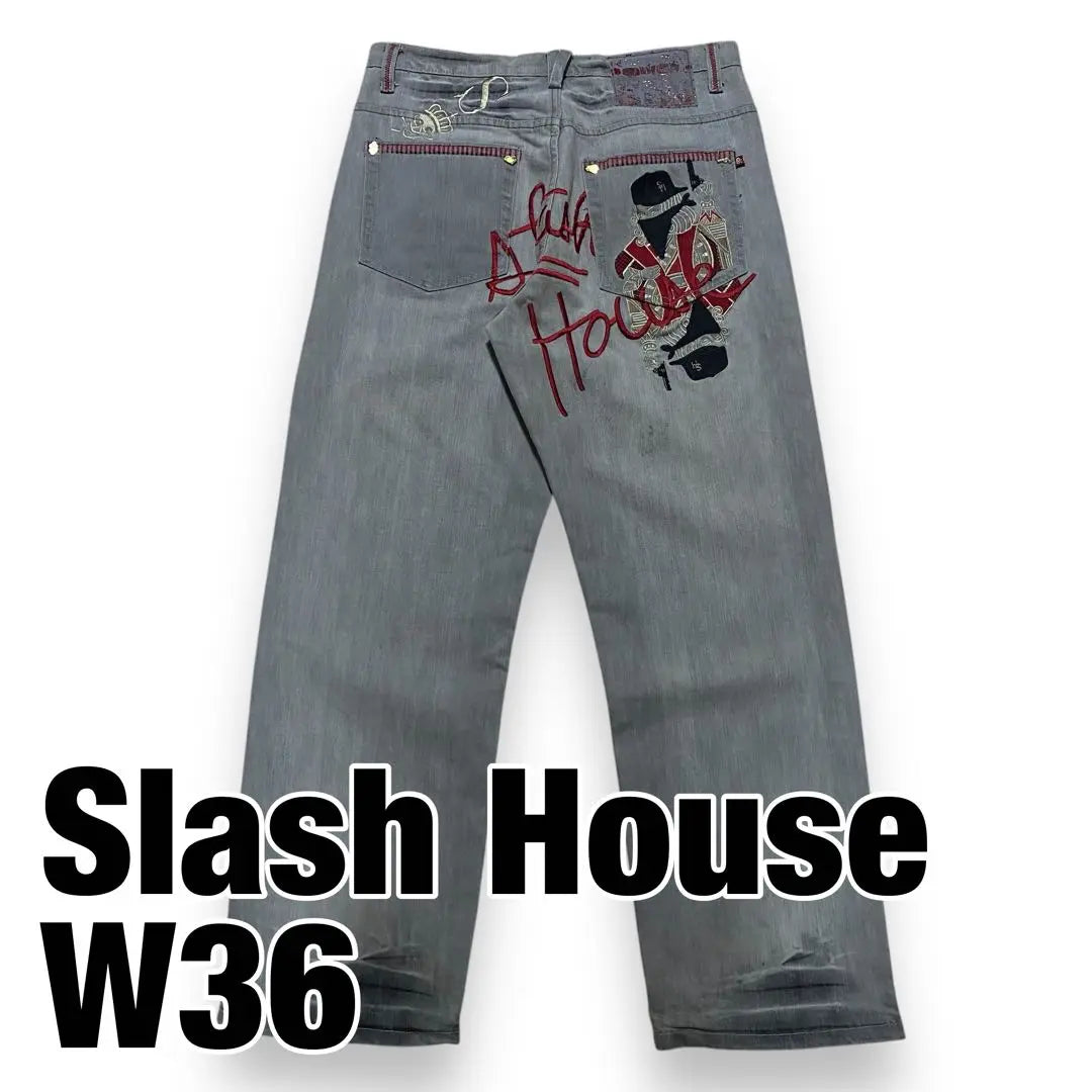 Slash House Gray Denim Pants B-style HIPHOP Y2K