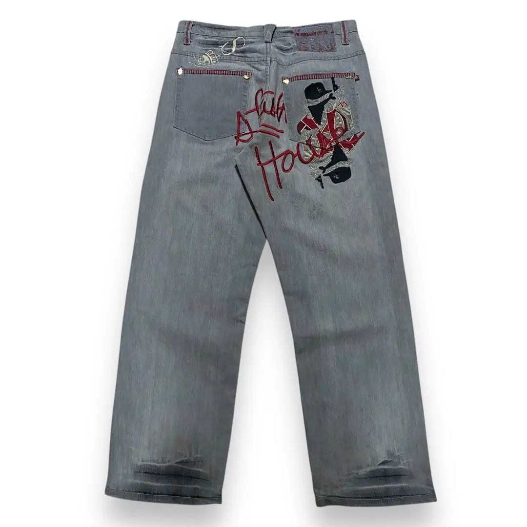 Slash House Gray Denim Pants B-style HIPHOP Y2K