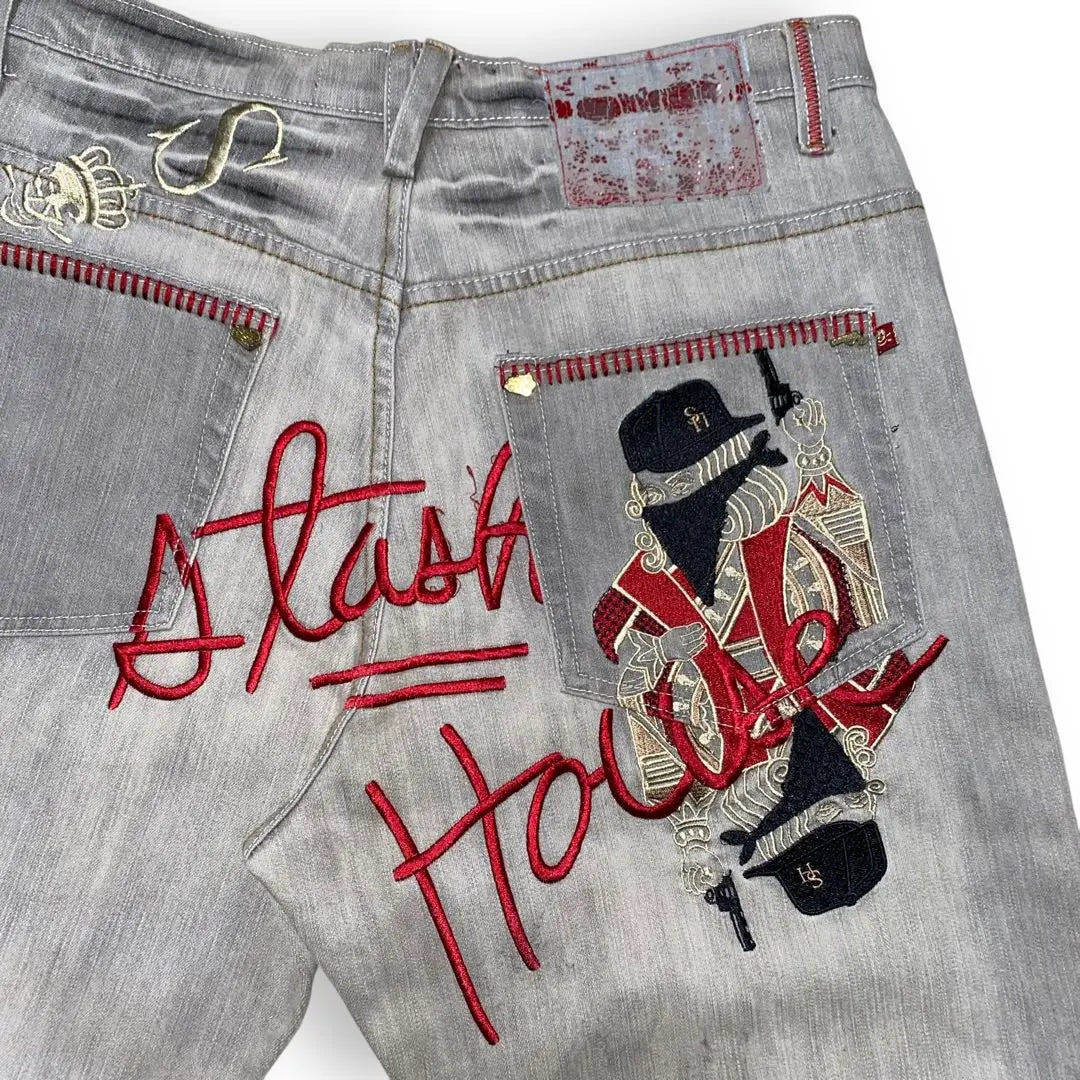 Slash House Gray Denim Pants B-style HIPHOP Y2K