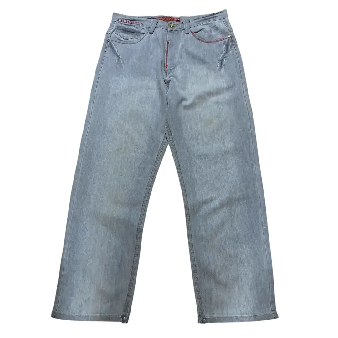 Slash House Gray Denim Pants B-style HIPHOP Y2K