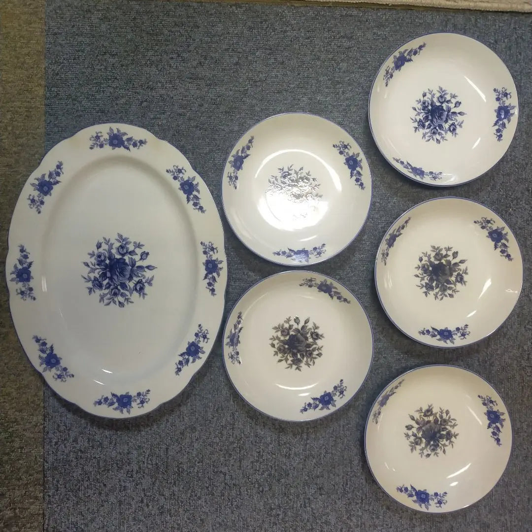 Blue floral tableware set 6 pieces