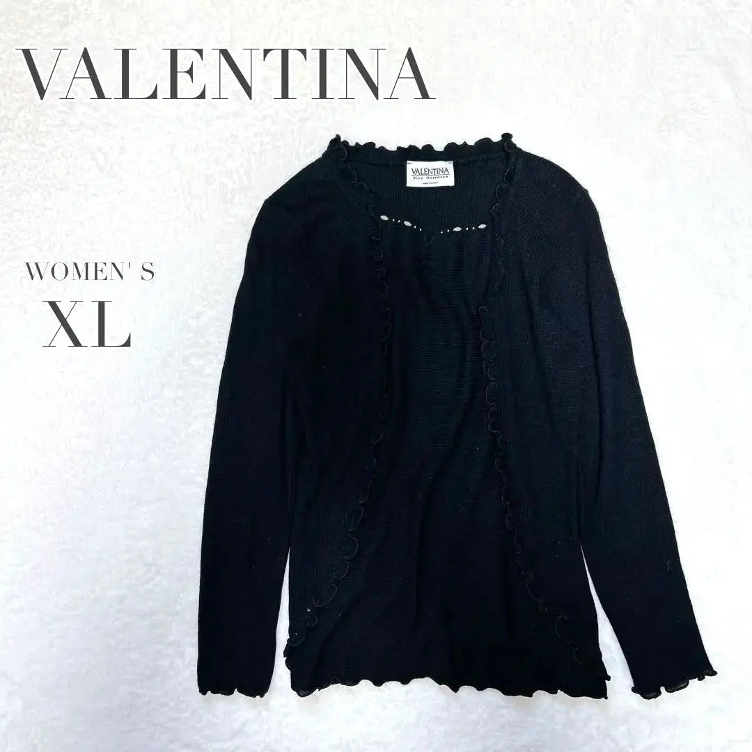 Beautiful goods ✨ [Valentina] Nit Frill Bijoue Cashmere Angola Large | 美品✨【VALENTINA 】ニット フリル ビジュー カシミア アンゴラ大きめ