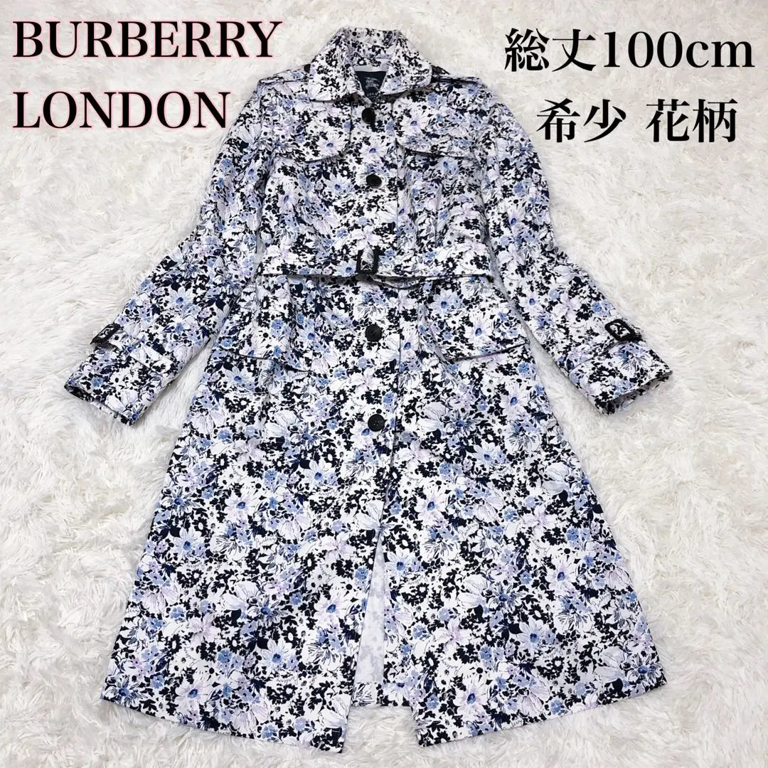 ✨Superb♡ Super rare floral pattern✨Burberry London long coat, all-over pattern, belt and pockets included