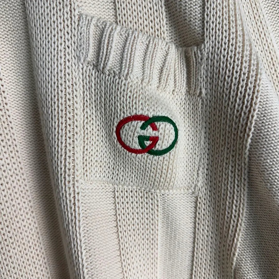 10559 [Good condition, size L] Gucci☆Embroidered interlocking cable knit, standard