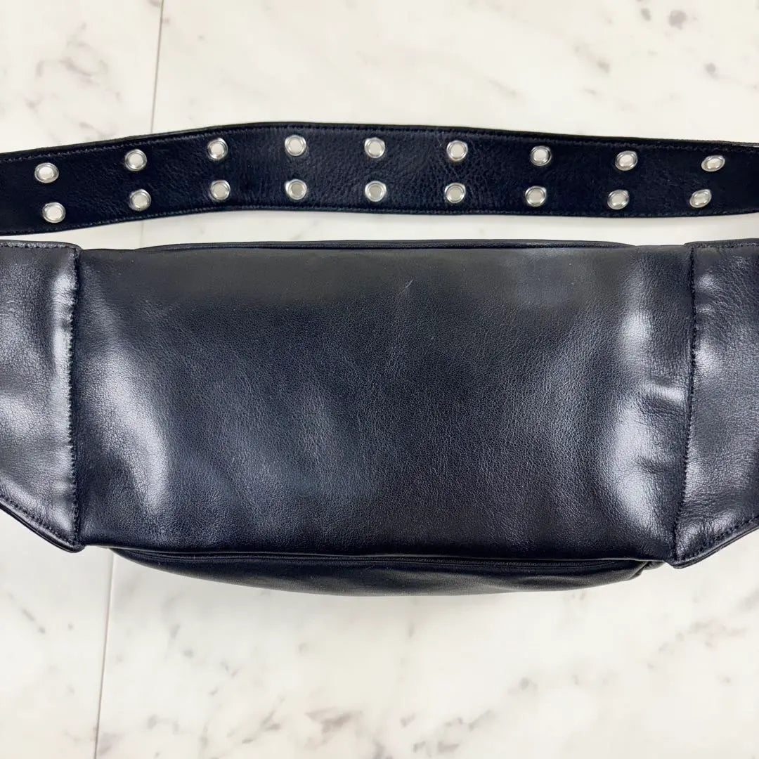 All Saints Studded Leather Shoulder Bag Waist Body Bag Black