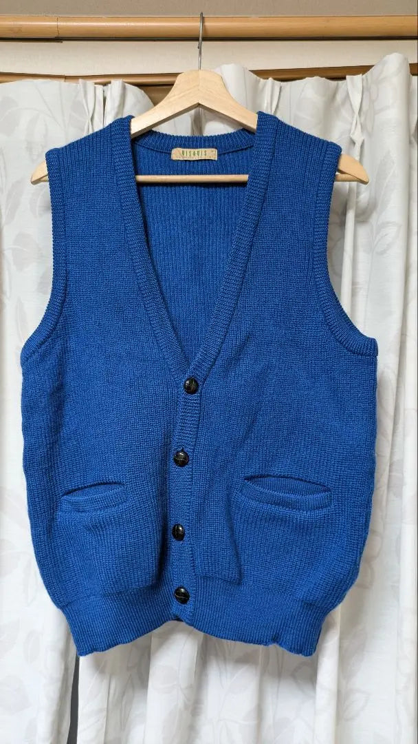 Vintage VIS-A-VIS knit vest for men, size M, blue, blue