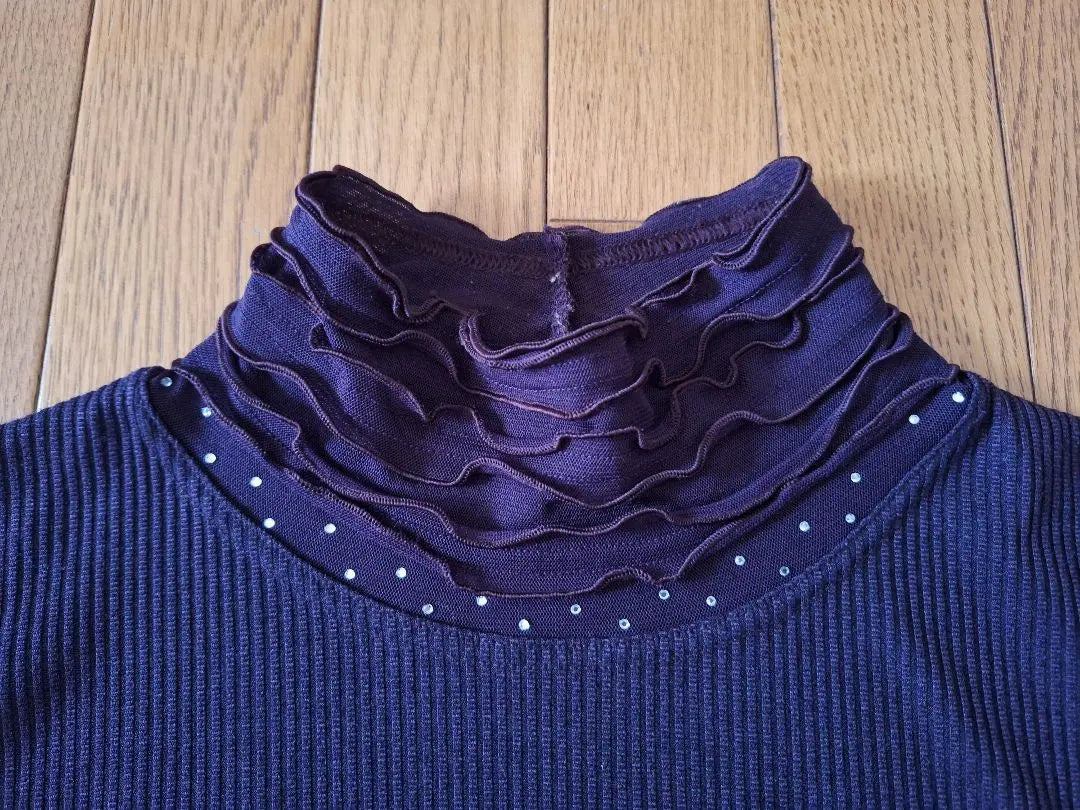 GreenField Women's Tops Made in Korea Ruffle Collar Dark Purple Ceremony