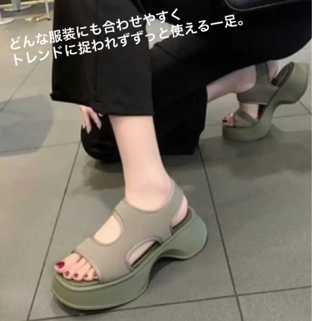 [Khaki 24.5-25cm] New Women's Sports Sandals Thick Sole Easy to Walk | 【カーキ　24.5〜25㎝】新品　レディース　スポーツサンダル　厚底　歩きやすい