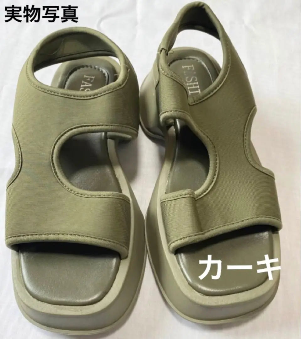 [Caqui 24.5-25cm] Nuevas sandalias deportivas para mujer Suela gruesa Fácil de caminar | 【カーキ 24.5〜25㎝】新品 レディース スポーツサンダル 厚底 歩きやすい