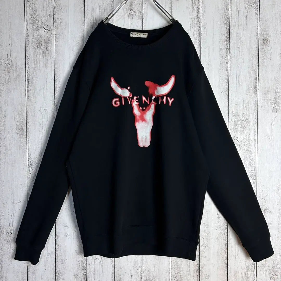 [Rare model] Givenchy ☆ Center logo sweatshirt, black, difficult to obtain