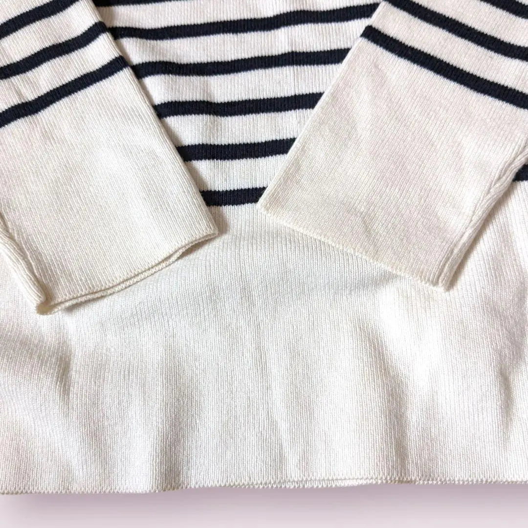 [Donamary] Beader Knit Boat Neck Sweater Standard Wearing Office S | 【ドナマリー】ボーダーニット　ボートネック　セーター　定番　着回し　オフィス　S