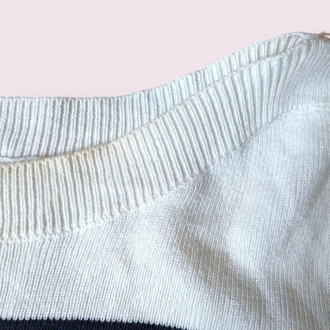 [Donamary] Beader Knit Boat Neck Sweater Standard Wearing Office S | 【ドナマリー】ボーダーニット　ボートネック　セーター　定番　着回し　オフィス　S