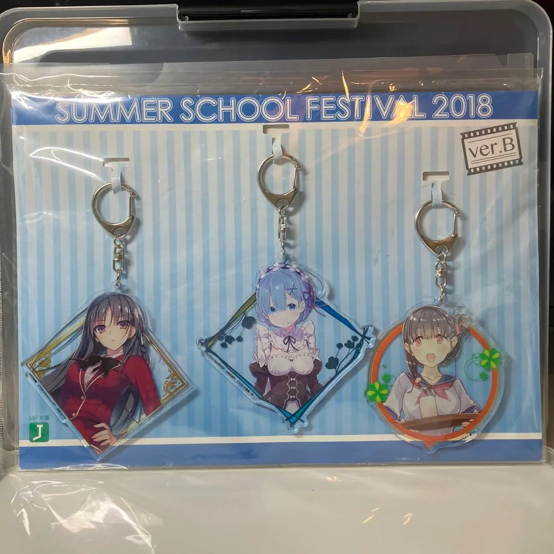 Juego de llaveros acrílicos del festival de la escuela de verano MF Bunko J 2018 B Yomi Re:Zero