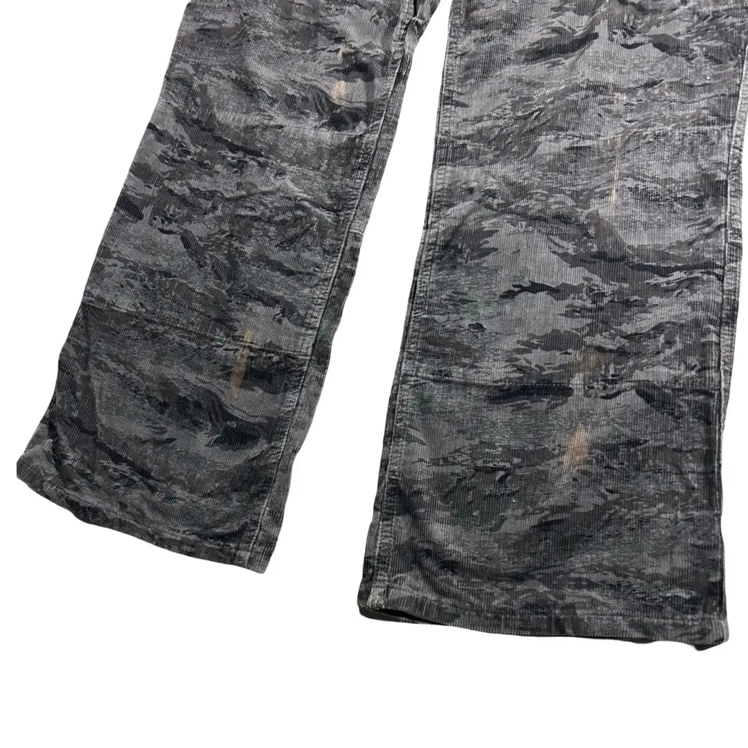 ◎ Pantalones cargo anchos de pana con camuflaje de los años 00 en color negro