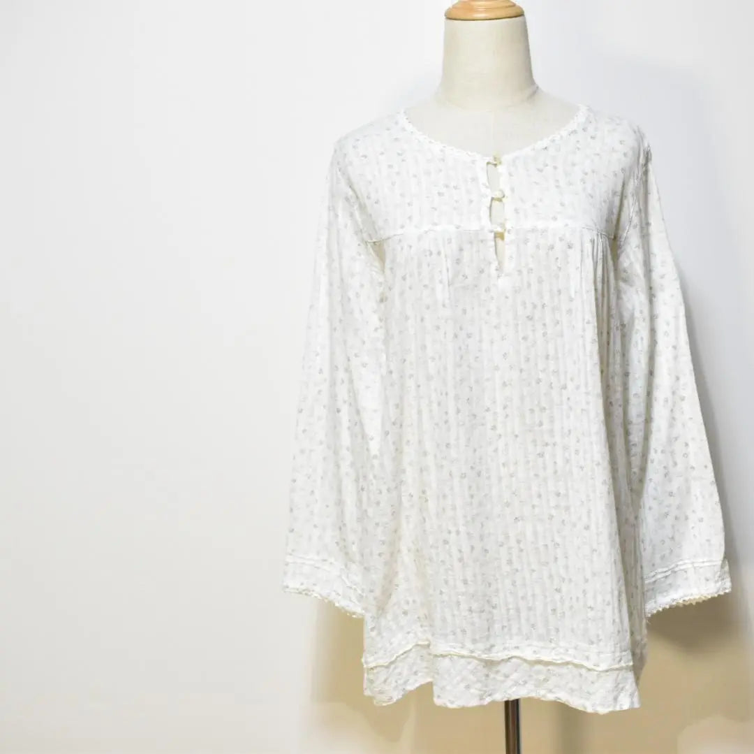 ★Good condition★ sospita sospita tops tunic long sleeves all-over pattern floral pattern thin