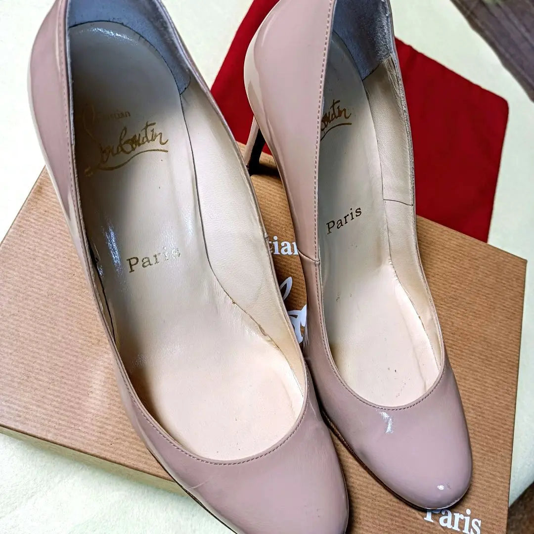 [Red backing] Louboutin high heels [Pink beige] 37¹/2NUDE