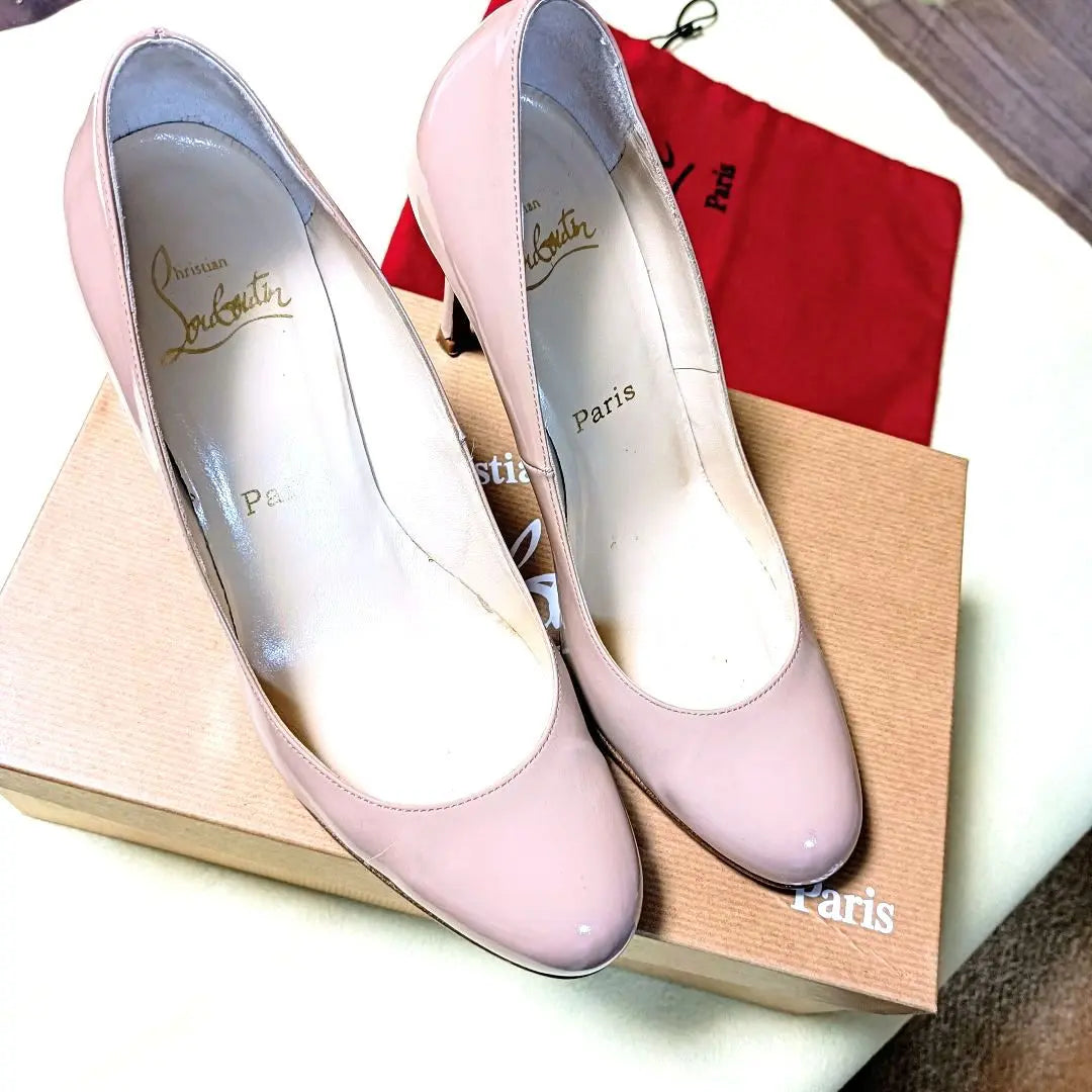 [Red backing] Louboutin high heels [Pink beige] 37¹/2NUDE